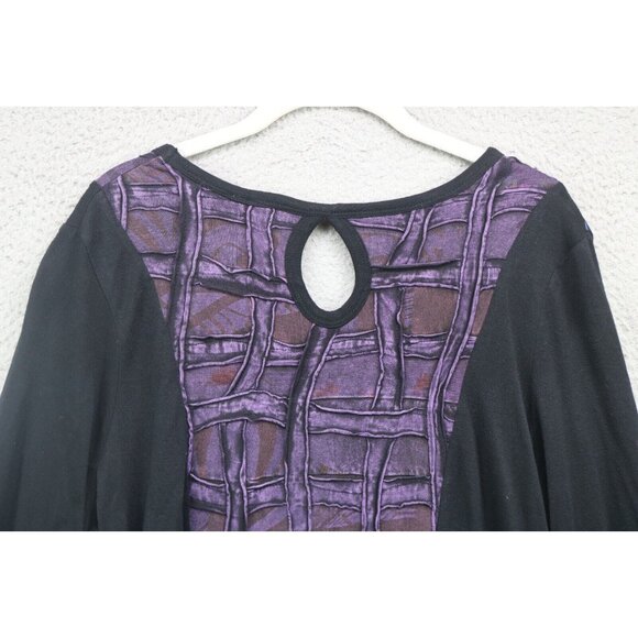 Parsley & Sage Purple and Black 3/4 Sleeve Dress-Size Large-BOHO-Whimsigoth - Picture 10 of 11